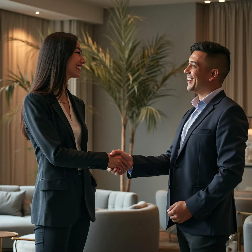 Cliente satisfecho en reunión de consultoría